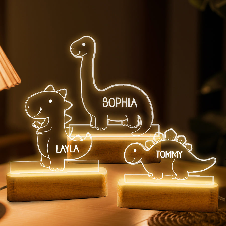 Kids Personalized Acrylic Night Light Dinosaur