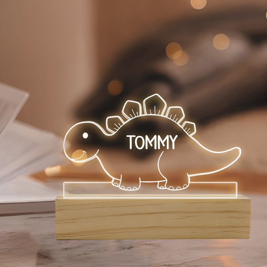 Custom Kid Name Personalized LED Night Light Dinosaur