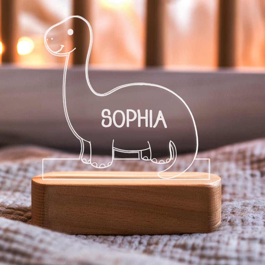 Kids Personalized Acrylic Night Light Dinosaur