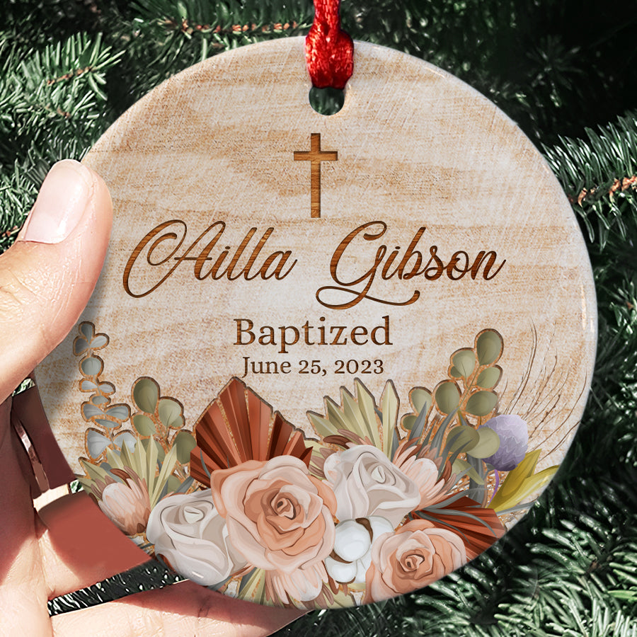 Baptism Cross for Girl Ornament