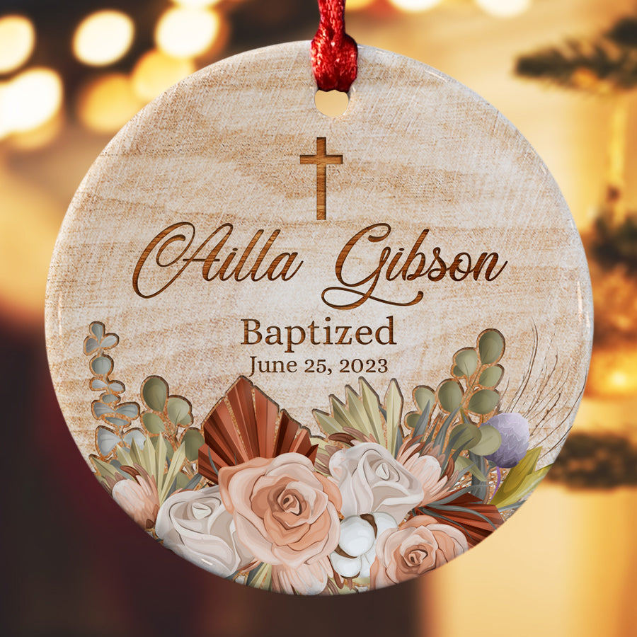 Baptism Cross for Girl Ornament