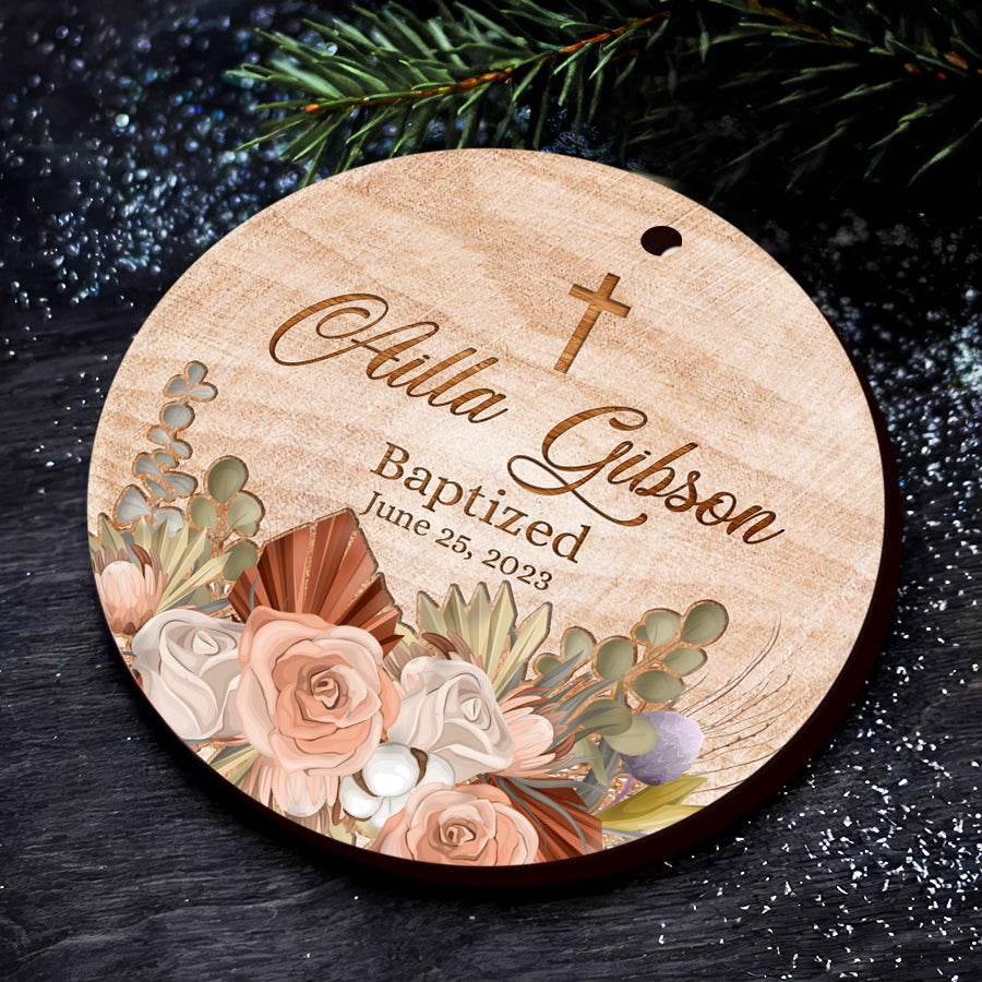 Baptism Cross for Girl Ornament