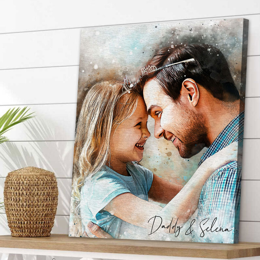 Custom Watercolor Dad Portrait Canvas