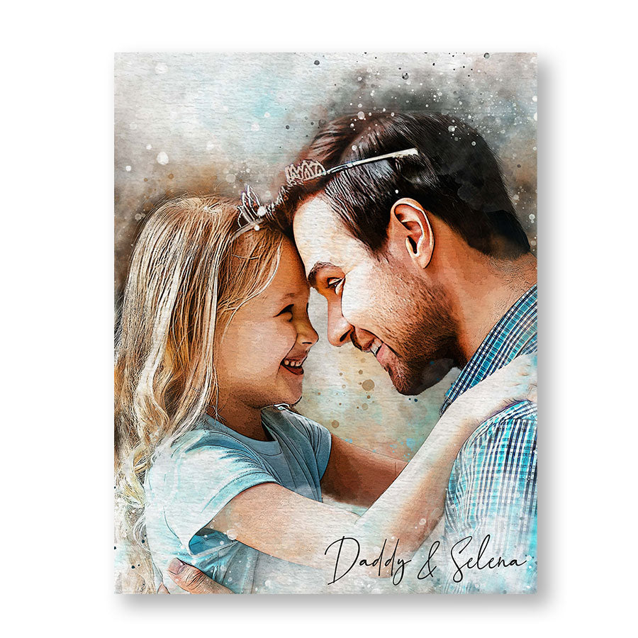 Custom Watercolor Dad Portrait Canvas