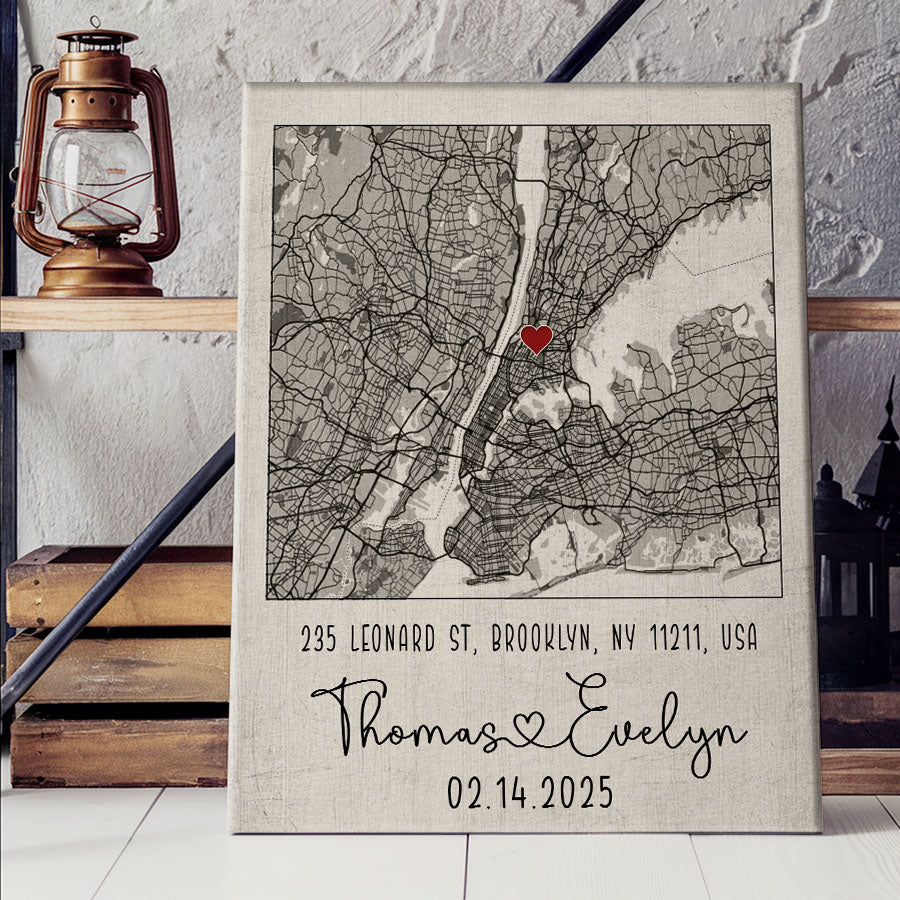 Custom Canvas Map Valentine