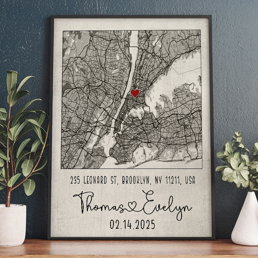 Custom Canvas Map Valentine