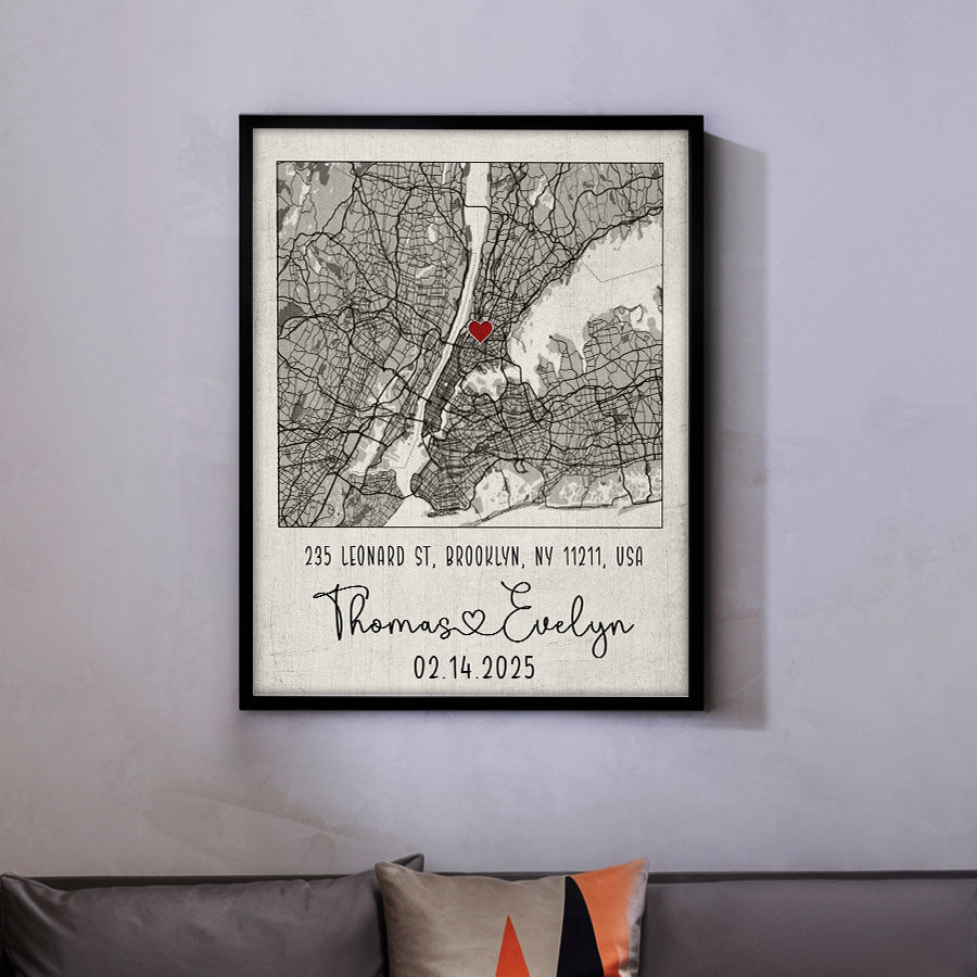 Custom Canvas Map Valentine