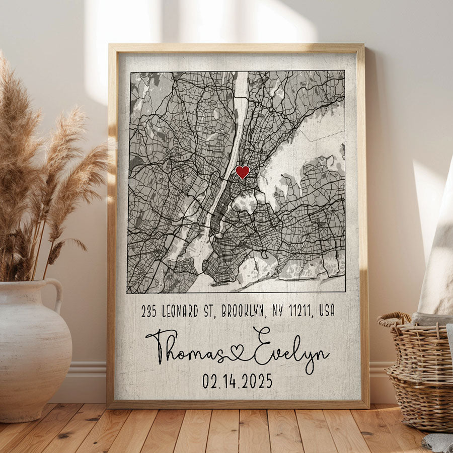 Custom Canvas Map Valentine