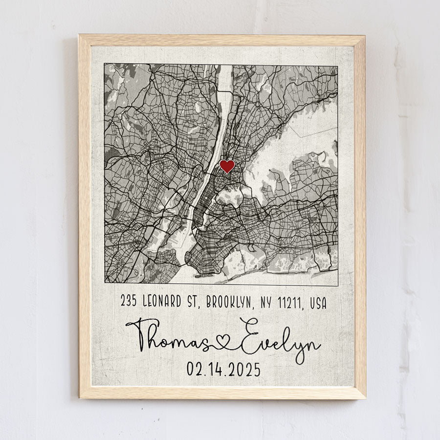 Custom Canvas Map Valentine