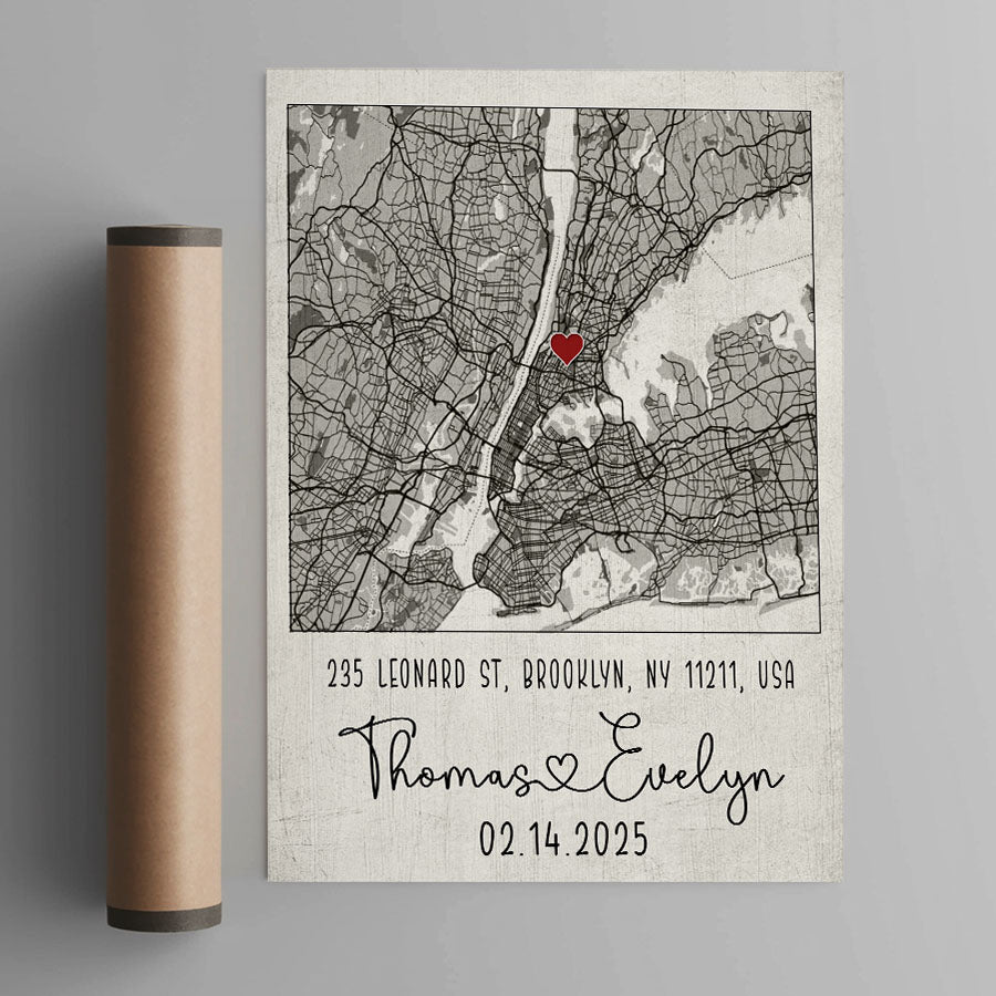 Custom Canvas Map Valentine