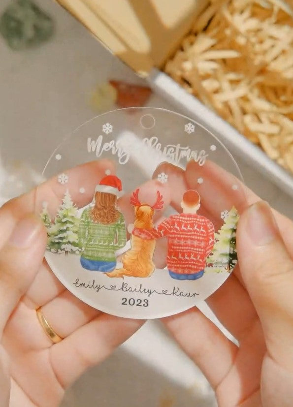 Couples First Christmas Ornament | Customized Couple Christmas Acrylic Ornament | Circle Shape