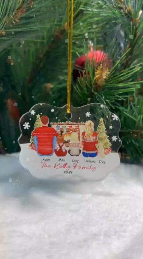 Personalized Family Ornament | Custom Name Family Acrylic Ornament | Medallion Acrylic Ornament