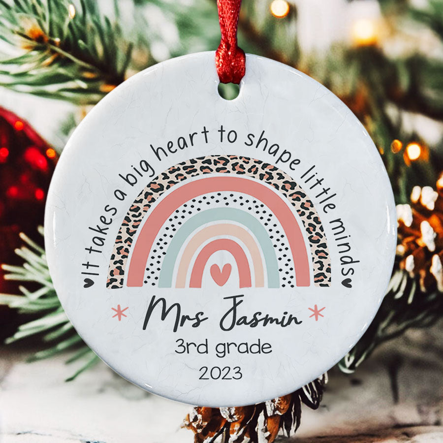 It Takes a Big Heart To Shape Little Minds Teacher Christmas Ornaments