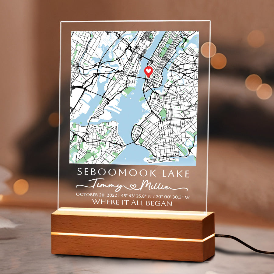 Custom Map Acrylic Plaque Led Night Light