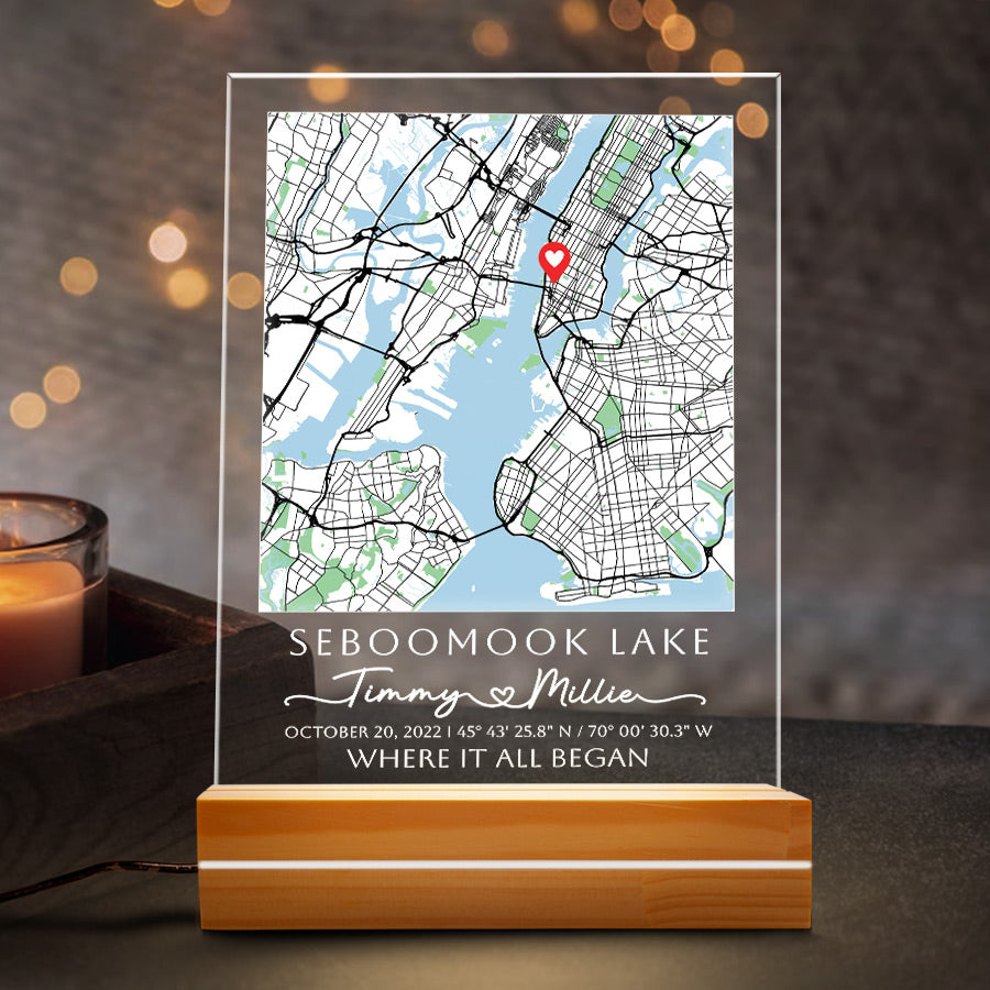 Custom Map Acrylic Plaque Led Night Light