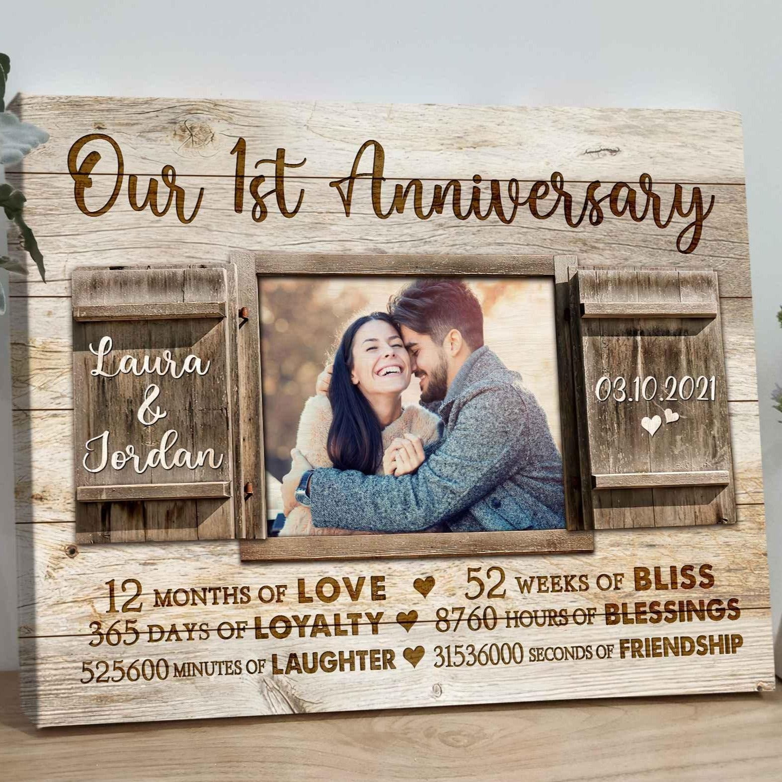 Amazon.com: Broad Bay Personalized 1 Year Anniversary Sign Gift 1st Wedding  Anniversary Present First For Couple Him Or Her DAYS MINUTES YEARS - Solid  Wood - 16.5in x 10.5in x .75in :