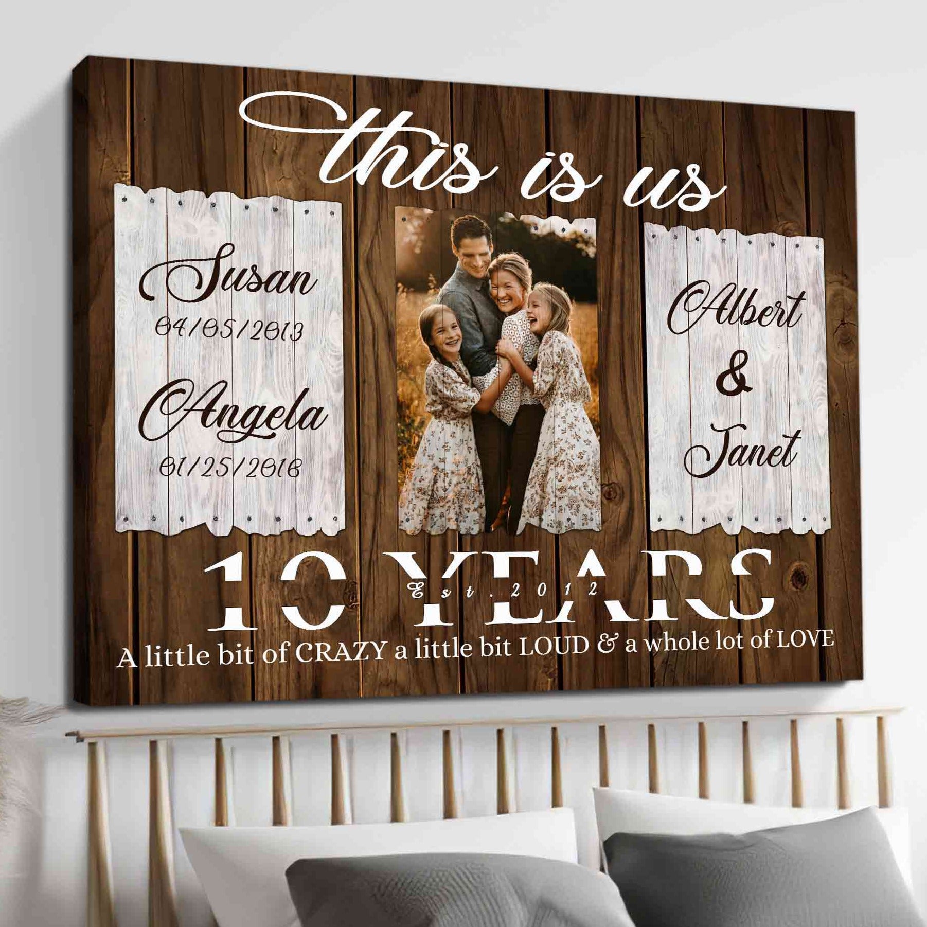 10th Anniversary Sign PERSONALIZED Gift 10 Year Wedding Anniversary for Him  Her Wife Husband Couple - SOLID WOOD - Made in the USA