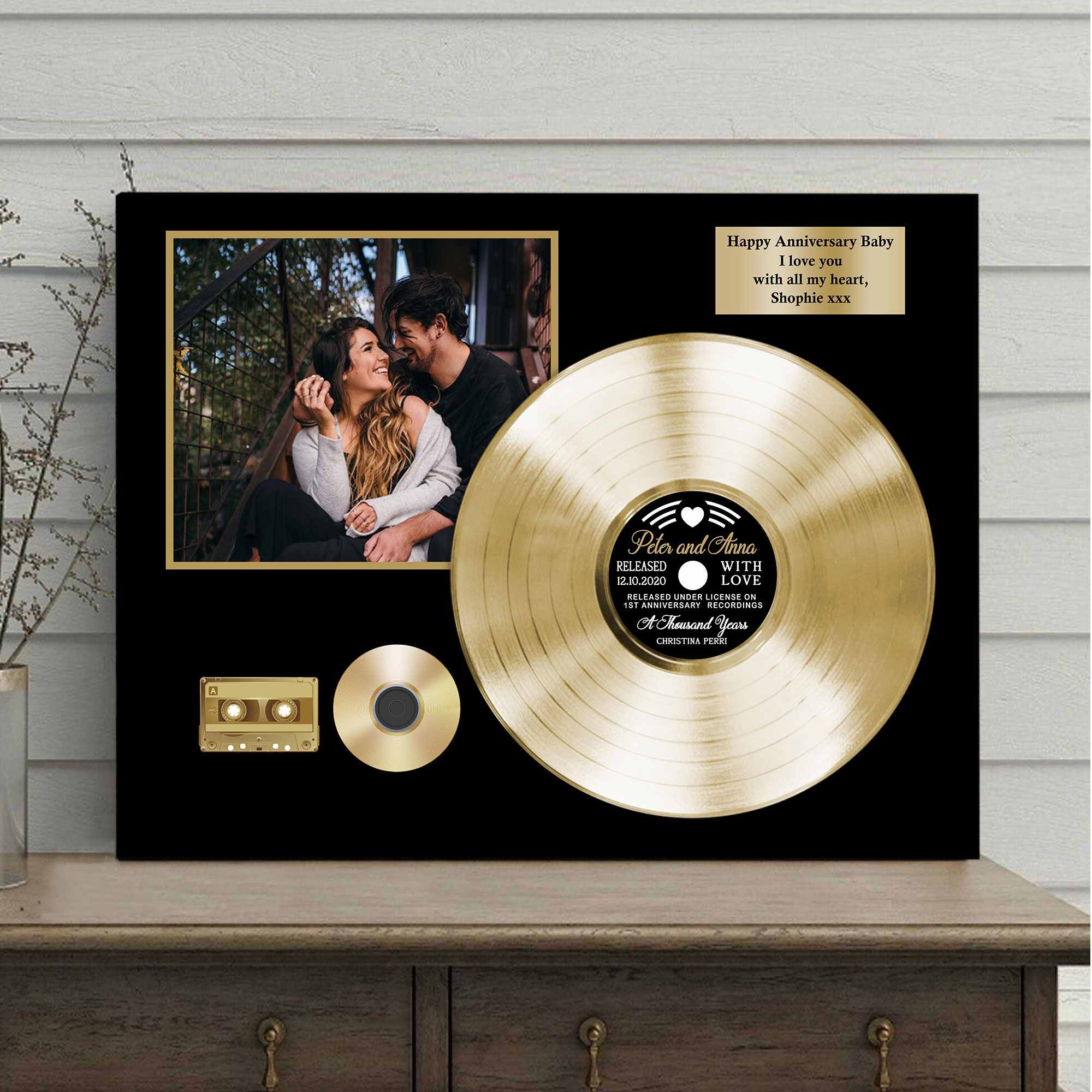 Personalized 8th Wedding Anniversary Gifts, Bronze Anniversary Gift,  Forever To Go Canvas Rustic Wood