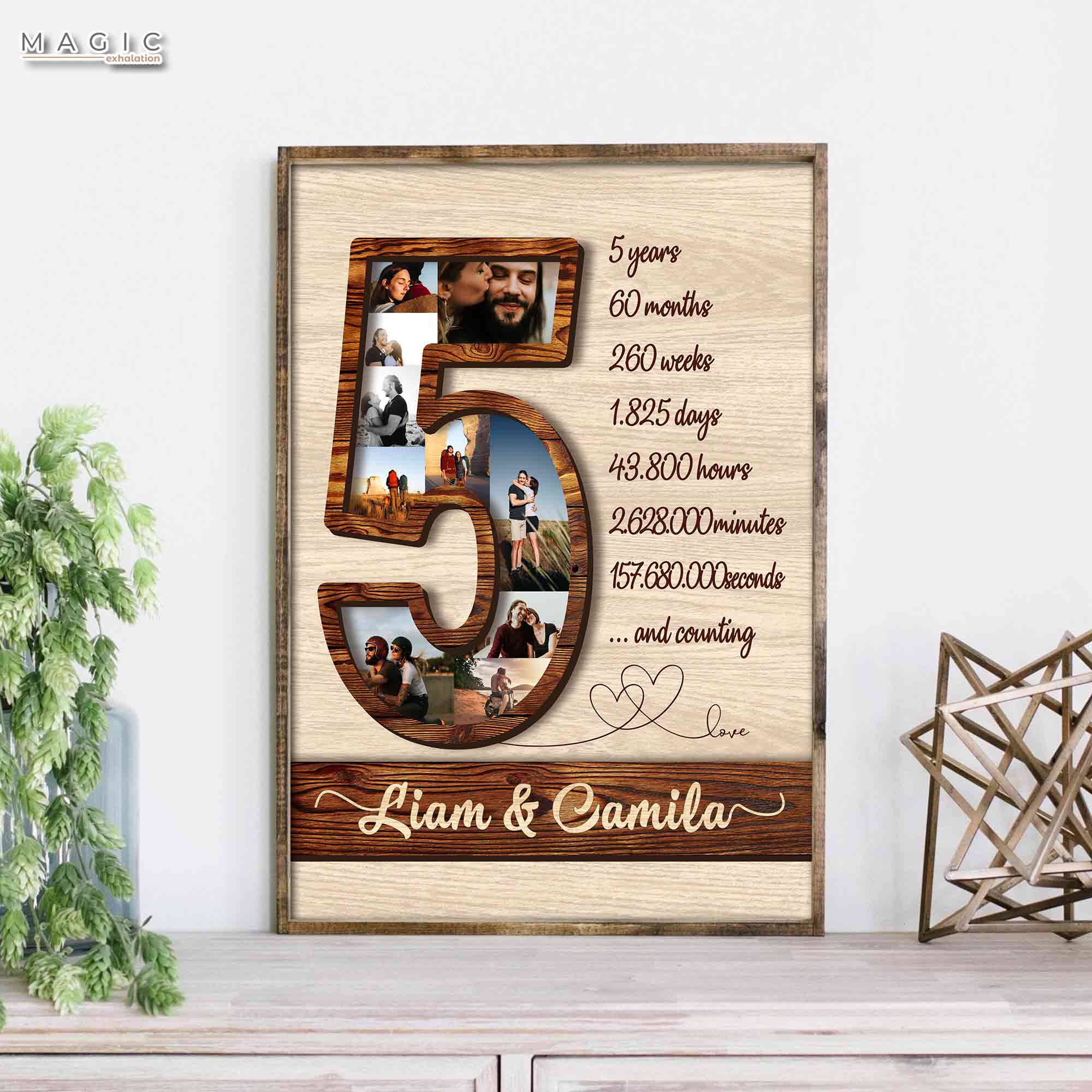 Fifth Wedding Anniversary Gift Is Cotton 5 years Married Wood Print by  Haselshirt - Pixels