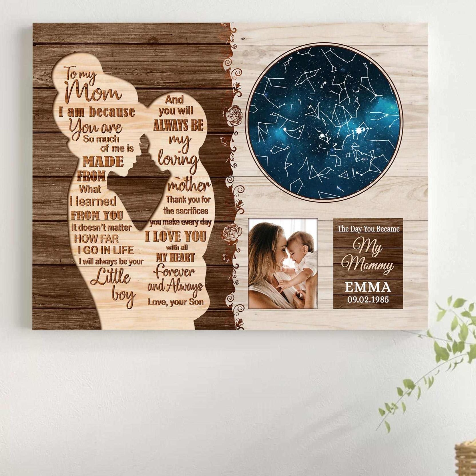 Gifts for Grandmother on Mother's Day, Gift for Grandma From Granddaughter  or Grandson, Custom Constellation Chart, Night Sky Print 