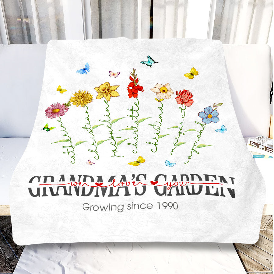 Personalized Gift Ideas For Mom - Mom/Grandma's Garden Birth Month Flower  Blanket