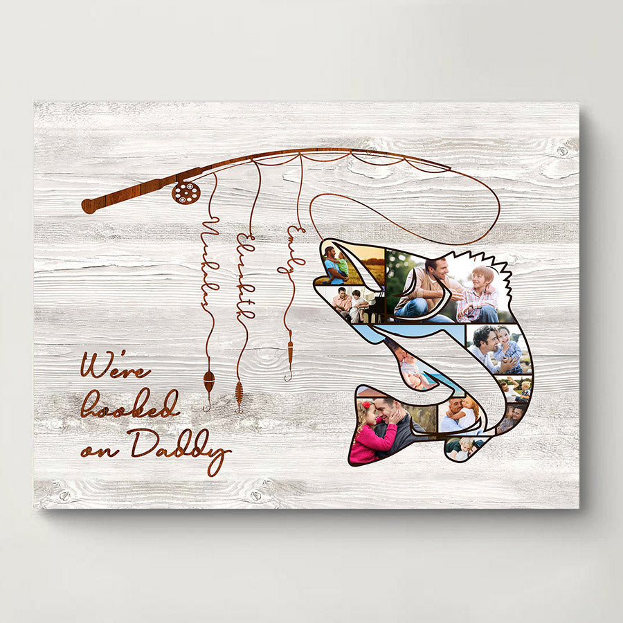 Fathers Day Fishing Gifts  Fathers Day Photo Collage Canvas for Dad -  Magic Exhalation