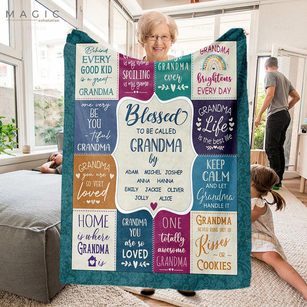 Proud Grandma Blanket Custom Grandchild s Name Blanket for Nana Magic Exhalation