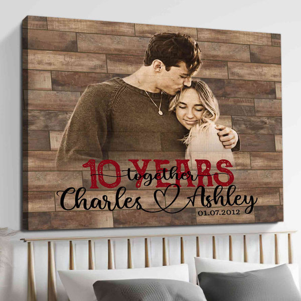 Traditional 10 Year Anniversary Gift Personalized Canvas for Him